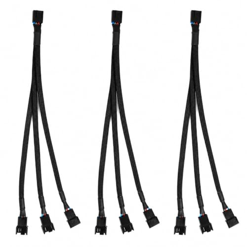 3 Packs PWN Fan Splitter Lüfterteiler kabel (3PIN +4PIN ) 1 bis 3 Converter