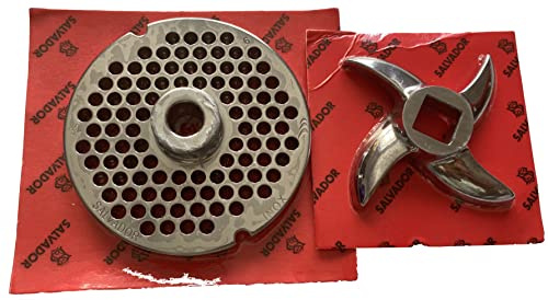 Meat Mincer Blade Plate Disc Grinder Spare Knife Curved All Sizes S/S Salvador 8 12 22 32 3mm 4.5mm 6mm (Blade & Plate 32-6mm)