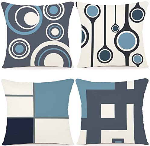 ZWJD Fodera per Cuscino Decorativa in Lino 40x40 Set di 4 Fodere per Cuscini Motivo Geometrico Fodere per Cuscini per Divano Camera da Letto Divano Cuscino per Esterno 40x40 A014-16