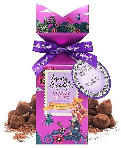 Monty Bojangles Choccy Scoffy (150g) - Luxuriöse Pralinen mit Kakaotrüffel in einer Geschenkpackung mit eleganter Schleife und personalisierter Grußkarte - das perfekte Schokoladengeschenk.