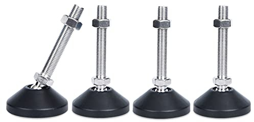 SHUIOG 4 Stück Stellfuß M12 x 80MM Einstellschraube, Möbelfuß Sockelfuß Kann Tragen Verstellbare Füße Stellschraube Stellteller Stellfuß Maximal 20 ° Neigung (4PCS M12 x 80mm x Ø50mm)