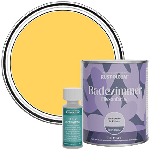 Rust-Oleum Yellow Water-Resistant Bathroom Tile Paint in Gloss Finish - Lemon Jelly 750ml