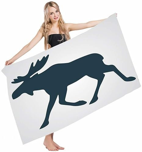 Badetücher Elch-Silhouette des Wilden Elch-Zweigs Wie Geweih-Maskottchen-Traditionelle Noel-Nacht Strandtücher Microfaser Duschtuch Leichtes Badelaken Für Reisen Wandern Pool 80x130 cm