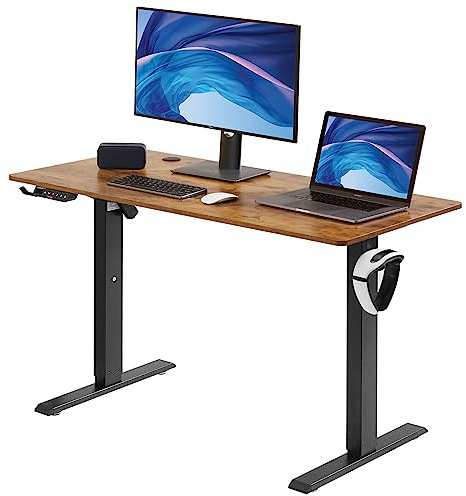VEVOR Escritorio de Pie de Altura Ajustable 0,72-1,1 m Mesa Elevable Escritorio de 1,4 x 0,7 m Escritorio Eléctrico de Pie Elevación de 15,4 mm/s Estructura Metálica Carga de 82 kg para Hogar Oficina