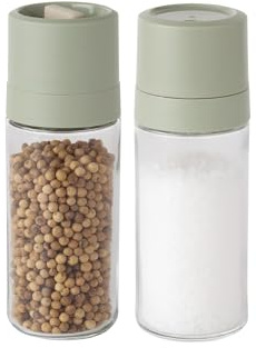 BergHOFF Leo - Salzstreuer/Pfefferstreuer Set 2-TLG. (mit Mahlwerk-und Streuer Balance, große Öffnung, Wiederverwendbarkeit, aus recyceltem Kunststoff) 3950403, Durchsichtig