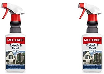 Mellerud Edelstahl & Metall Reiniger – Wirkungsvolles Spray gegen Fett, Öl, Fingerabdrücke und vieles mehr für Metall-Oberflächen im Innen- und Außenbereich – 1 x 0,5 l (Packung mit 2)