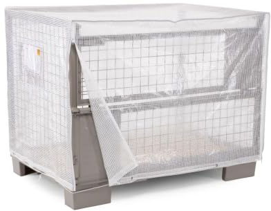 HEMMDAL Gitterbox-Abdeckhaube Mesh | HxBxT 95x125x85cm | Transparent | reiß- und wetterfeste Abdeckplane| 160 g/m² | für alle gängigen Euro-Gitterboxen, Aufsatzrahmen, Palettenstapel