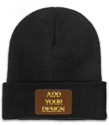 Knit Beanie Mütze mit eigenem Text gestalten für Herren Damen schwarz, Schwarz , One size