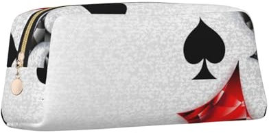 ZaKhs Polygonale Spielkarten-Druck-Federmäppchen, großes Fassungsvermögen, tragbares Federmäppchen für Männer und Frauen, gold, Einheitsgröße, Taschen-Organizer