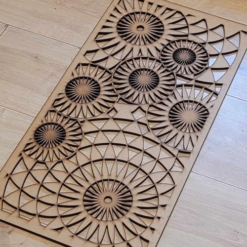 Generic Geometric Circles Trellis Grate Radiator Cabinet wall Decorative Screening-grille- Perforated MDF panel (600x300mm) 0143 (3mm thick MDF), 600-0143