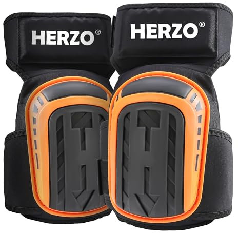HERZO Professionelle Knieschoner, Knieschützer mit komfortablem Gelkissen und Schaumstoffpolsterung， Knieschoner mit starken rutschfesten Gurten für Gartenarbeit, Reinigung, Bodenbeläge