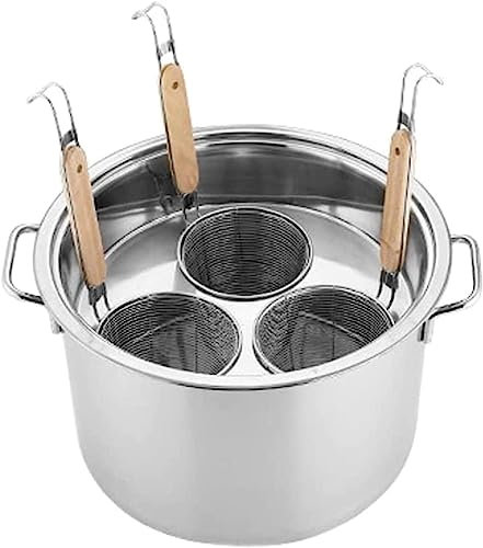 PRMTYUP 3 Löcher Pasta -Kocher -Set Edelstahl Pasta -Topf Kochgeschirr Einfügen Mit DREI Einfügen Siebkorb