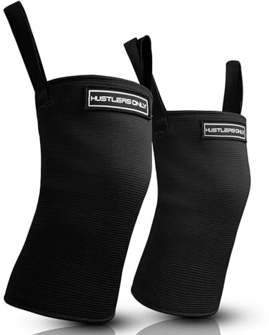 Hustlers Only Knee Support Man 2 Ply Compression Sleeves Braces For Powerlifting, Bodybuilding, Heavy Squats Gym knee Sleeves For Heavy Weightlifting Pain Relife & Support for Joint Pain (M)