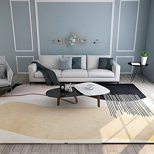 Teppich Minimalistisches Gelb Flauschig Kurzflor,Mikrofaser Super Weich,Anti-Rutsch,Waschbar,Teppich Webteppich Für Wohnzimmer,Flur,Schlafzimmer Teppichläufer 120X160Cm