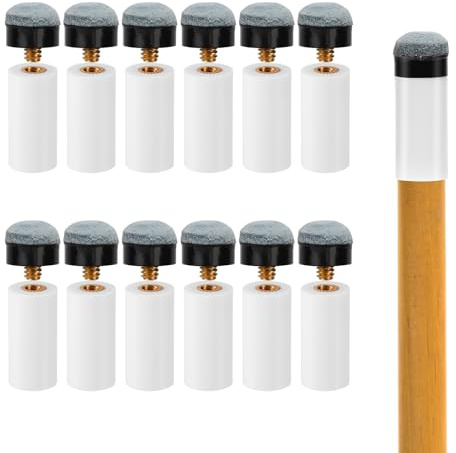 XIHIRCD 12pcs Billiard Cues Tips Replacement, 0.51in Pool Stick Tips with White Pool Cue Stick Ferrules Screw in Cue Tips Pool Table Accessories for Pool Cues