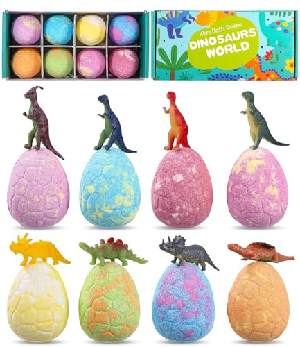 Badebomben Geschenkset, 8 pcs Badebomben Kinder mit Überraschung spielzeug im Inneren, Handgefertigte Natürliche Schaumbad für Jungen und Mädchen, Badekugeln Weihnachten Kindertag Geburtstagsgeschenk