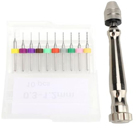 Kit de Taladro Manual Pequeño, Material Metálico, Robusto y Duradero, Juego Completo Mini Brocas con 10 Piezas Repuesto para Arcilla Resina Manualidades