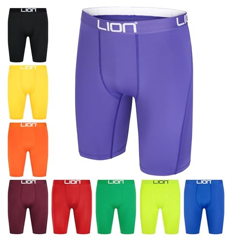 LION SPORTSWEAR Compression Shorts for Football & Sports – Multi-Purpose Base Layer for Men & Kids, Ideal for Gym, Training & Running - Purple | Medium Kids
