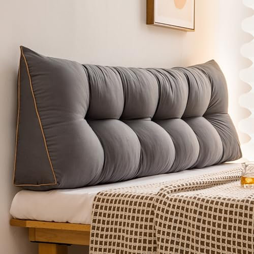 Generisch Rückenkissen Lesekissen Für Bett Und Sofa, Weiches Rückenstützkissen Rückenkissen, Dreieckiges Bettkeilkissen(Dark Gray,200cm)