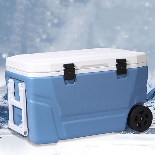 FLNOZAMZ Große Kühlbox, PU-isolierte Eiskühlung zum Angeln, frische Eiskiste, Outdoor-Camping-Kühlbox mit Rädern, für Heckklappen, Picknick (45L)