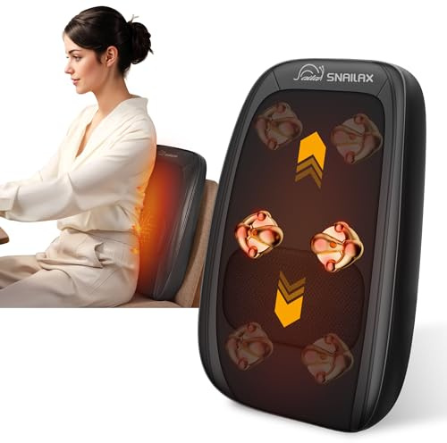 Shiatsu Back Massager with Heat, Kneading Back Massager for Back Pain Deep Tissue, Chair Massage Seat Cushion, 4D Roller Travel Up & Down Massage for Full Back,Office Car,Home use, Gifts/Presents