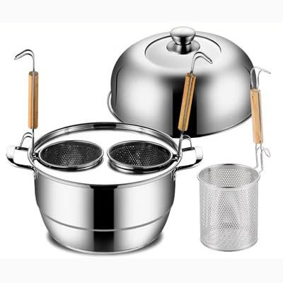 Cuoci Pasta Commerciale Cuocipasto a 2 fori in acciaio inox, inserto per cuocipasto, coperchio appendibile, compatibile con vari fornelli per cucina domestica, cucina commerciale, C