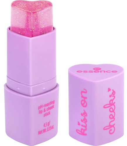 essence kiss on cheeks pH-reacting lip & cheek stick, Lippenstift, Nr. 01, Pink, farbanpassend, natürlich, vegan, ohne Parabene, ohne Mikroplastikpartikel, Nanopartikel frei, 1er Pack (4.5g)