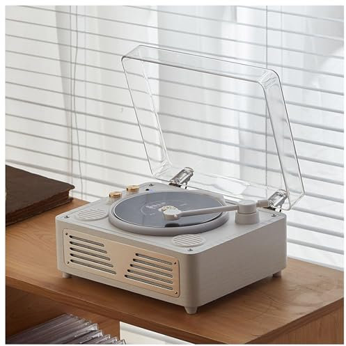 Mini Reproductor de CD de Escritorio portátil, Reproductor estéreo Bluetooth Retro, Alta fidelidad, Calidad de Sonido Clara, Altavoz Bluetooth portátil para el hogar, Ducha, Fiesta White