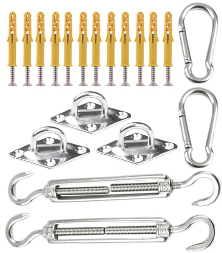 Sun Shade Sail Hardware Kit, Shade Sail Kit, hardware de vela estable para el montaje, accesorios de reparación, herramientas de instalación, fijación de toldo de alto rendimiento para sombra solar