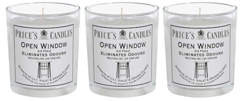 Price's Candles Fresh Air Jar Candle Set of 3 | glass jar candles, open window fragrance, up to 135 hours burn, odour eliminating, home décor