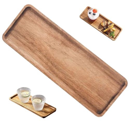 Tablas de Servicio de Madera, Plato de Queso de 11x4 Pulgadas, Tablero de charcutería Rectangular, Plato de Servicio Natural para Fruta, Postre, Vegetales