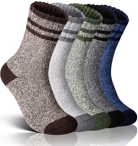 Annsuki 5 Paar Wintersocken Herren, Thermosocken Herren Dicke Warme,Wollsocken Thermo Socken Männer, Atmungsaktiv Warm Merino Winter für Outdoor Wandersocken Skisocken 47-50