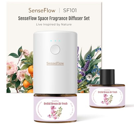 SenseFlow Plug-in Air Freshener for Home, Waterless Essential Oil Diffuser for Bedroom and Bathroom, Non-Toxic Formula for Pets and Nursery, 120 Days Runtime, Refillable - Orchid Breeze Air Fresh