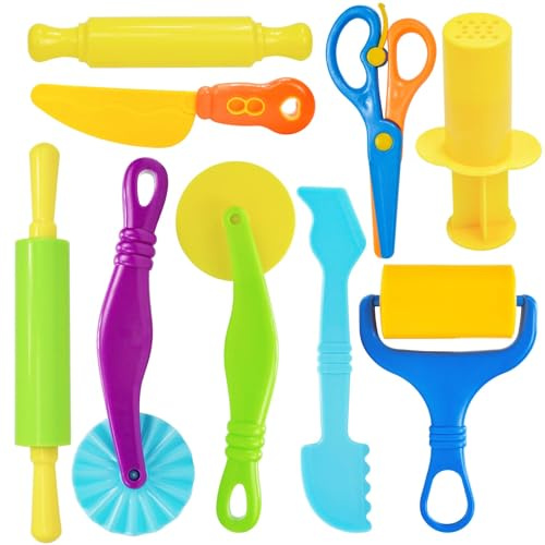 Set de 9 piezas de accesorios para arcilla de modelar: incluye rodillo, tijeras, cortador y otros utensilios, accesorios de arcilla seguros y duraderos, ideal para el hogar y actividades creativas