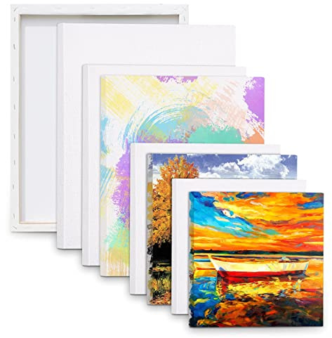 CIRULLI 8 Set Art Tela Bianca Dimensioni Assortite Telaio Arte Barella Acrilico Pittura Ad Olio. Tavola Tela Bianca, per Pittura, 100% Cotone