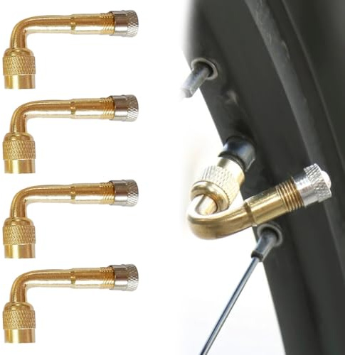 UIEXAY Lot De 4 Rallonges De Valve De Voiture À 90 °, Adaptateur De Valve Coudé, Valve Coudée Pour Moto, Rallonge De Valve, Valve De Vélo, Parfait Pour Voiture, Moto, Vélo Et Scooter