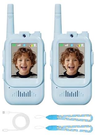 Talkie Walkie Enfant avec Vidéo Caméra HD, Talkie Walkie Rechargeable pour Enfant Jouet Amusants avec Effets Vocau pour Camping, Vacances, Anniversaires