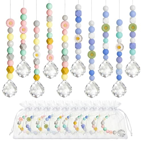 10 Stück Sonnenfänger Kristall Mix DIY Suncatcher Bastelset Kinder | Sonnenfänger für Fensterdeko Hängend, Lichtfänger Kristalle zum Aufhängen Kindergeburtstag Basteln, Fenster Haus Garten Deko