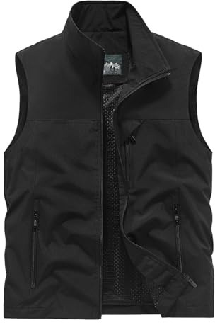 Gilet Uomo Estivo Traspirante Impermeabile Elasticizzato Gilet Uomo Sportivo Senza Maniche Giubbino Smanicato Elegante Leggero Cargo Giacca Multitasche Estivo per Outdoor Trekking Viaggio Foto Lavoro