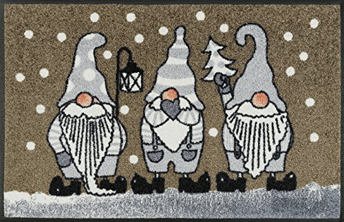 wash+dry Fußmatte, Winterzwerge taupe 50x75cm, innen und außen, waschbar