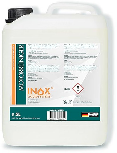 INOX® Motorreiniger - 5L Konzentrat – Reiniger-Konzentrat für den Motor - Motorraum Reiniger & Entfetter - Motorsystemreiniger & Pflege von Auto, Motorrad & anderen Kfz