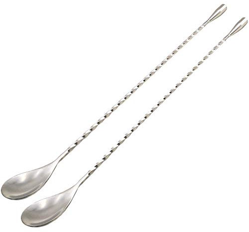 Cocktail-Rührlöffel, 30,5 cm, extralang, Lebensmittelqualität, 18/8 Edelstahl, Spiralmuster, Bar-Cocktail-Shakes, Löffel für Eis, Smoothies, Malt, Milchshakes, Saft, Kaffee, Tee, Getränke, 2 Stück