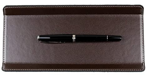 DELMON VARONE - Federschale aus Cambridge Top Grain Leder braun - Echtleder Stiftablage für Kugelschreiber und Füller - Elegante Stifteschale mit schwerer Metalleinlage für Schreibtisch und Büro