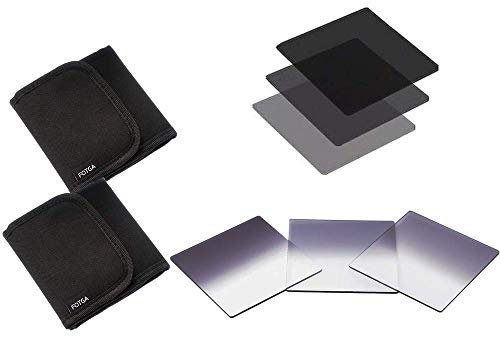 Runshuangyu 6Pcs 4x4 Full & Graduated Neutral Density Filter, ND2 ND4 ND8, Full & Grad ND Filters with Bag for Swing Away Matte Box Holder - Set of 6