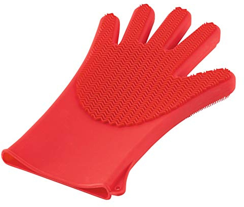 KUHN RIKON Stay Clean Silicone Cleaning Glove - Red, One Size