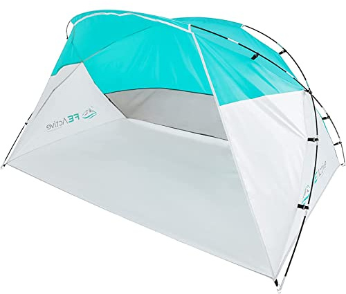FE Active Strandmuschel Strandzelt Wurfzelt – Ruckzuck Aufgebaut Ideal für Strandurlaube u. Freien. Pop-up Sonnenschutz & Windschutz Wandern, Reisen, Rucksackurlaube, Zelten | Entworfen in Kalifornien | Für Reisen und Outdoor-Aktivitäten. Camping unverzichtbar für Wanderer und Outdoor-Enthusiasten