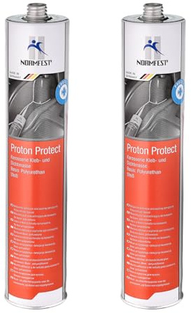 Normfest Proton Protect weiß – 1K-Karosseriekleber & Dichtmasse auf PU-Basis, silikonfrei, überlackierbar, schleifbar und witterungsbeständig, für Metall, Holz, Glas, Keramik und Kunststoffe 2x 300ml