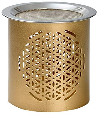 Räucherstövchen Blume des Lebens Gold, Höhe 8 cm