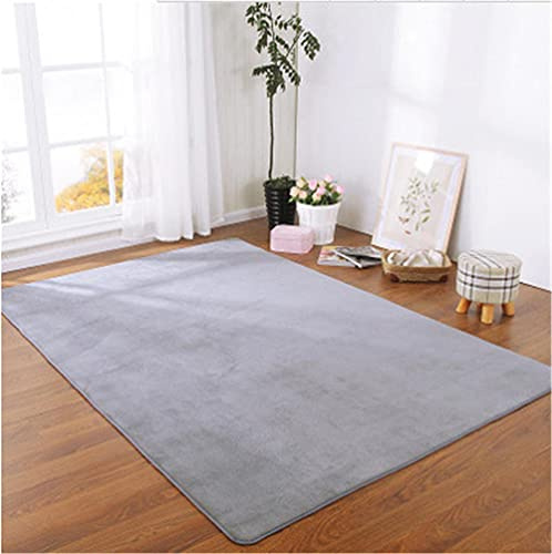 Alfombra de Terciopelo Coral Grueso Color sólido Calidad Taburete grande gris claro Suave Lavable Antideslizante Grande Rugs Minimalista Moderna Sala Estar Dormitorio Tatami Gateando Estera -120×140cm