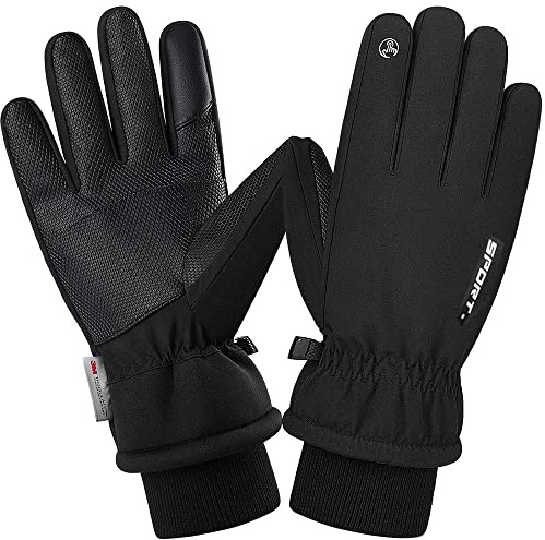 Guanti Termici Invernali, Guanti Touch Screen Antiscivolo, Guanti da Sci Thinsulate 3M per Climi Freddi, Guanti Universali per Uomo e Donna corsa All'aperto, Arrampicata, Sci, Lavoro (L)